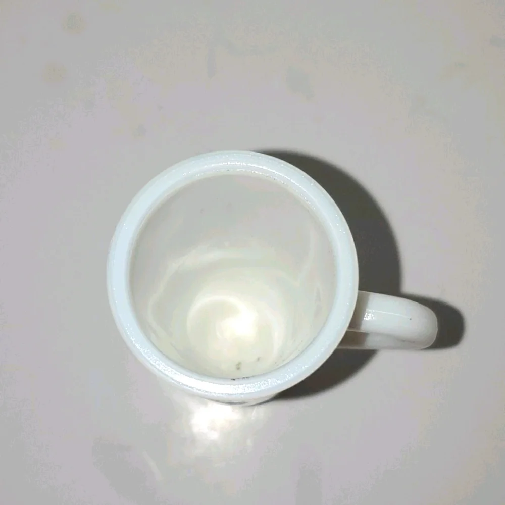 VINTAGE AVON Irish Coffee Mug White Milkglass With Blue Victorian Design 5.5